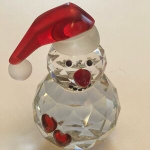 Galway Faceted Crystal Snowman Figurine with Hearts